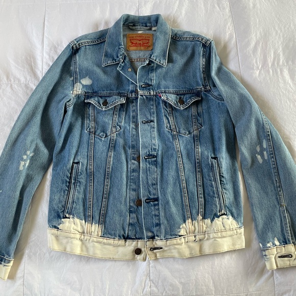 Levi’s Bleached Denim Trucker Jacket Unisex M - Picture 6 of 12